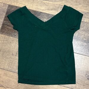 Forest Green V-Neck Knit Shirt